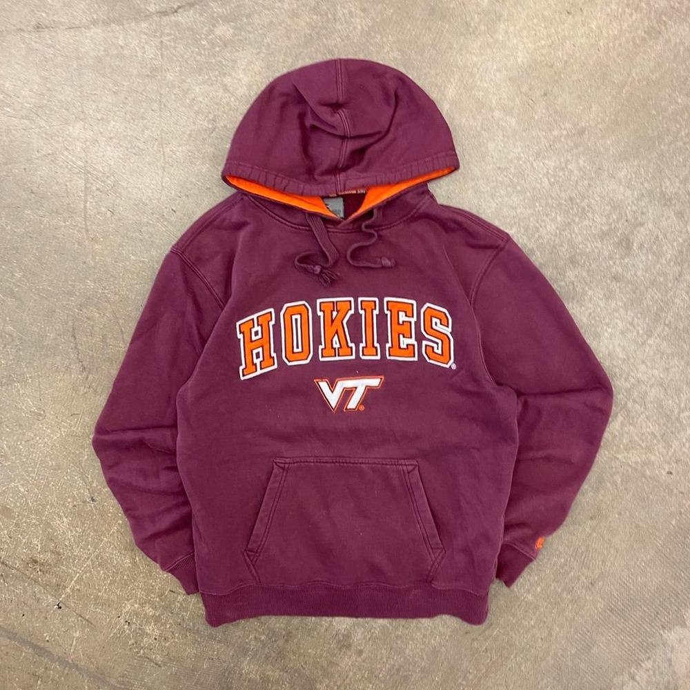Vintage Virginia Tech University Hokies 2000s Colosseum Burgundy Hoodie Size L